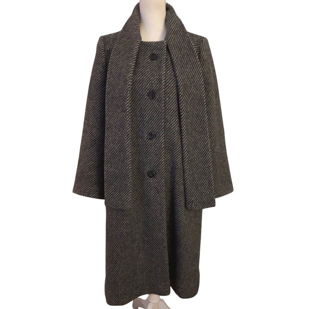 Vintage Bromleigh Wool Tweed Coat scarf collar - UNION MADE USA | SZ: Large